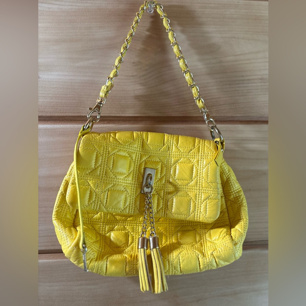 🌻 Paradox Leather Yellow Quilted Handbag